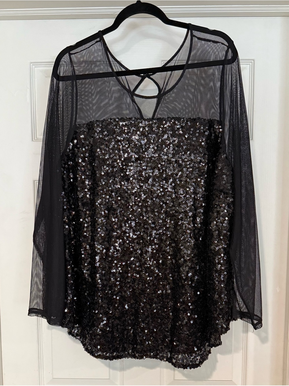 torrid Black Sequin Mesh Long Sleeve Top